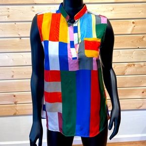 Bogner multi color sleeveless blouse.